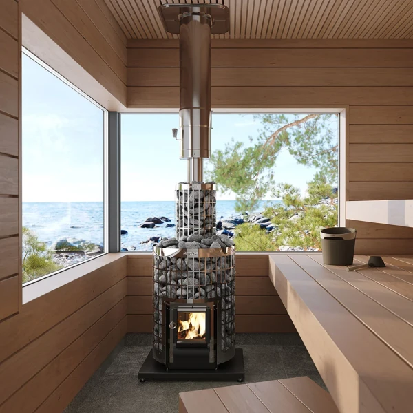 Harvia Bastuskorsten rostfri Vedeldade bastuaggregat miljöbild